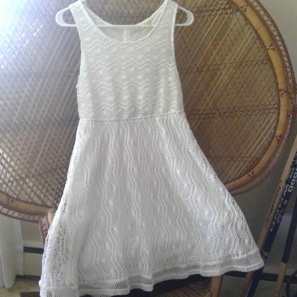 Hem & Thread White Lace woven Dress